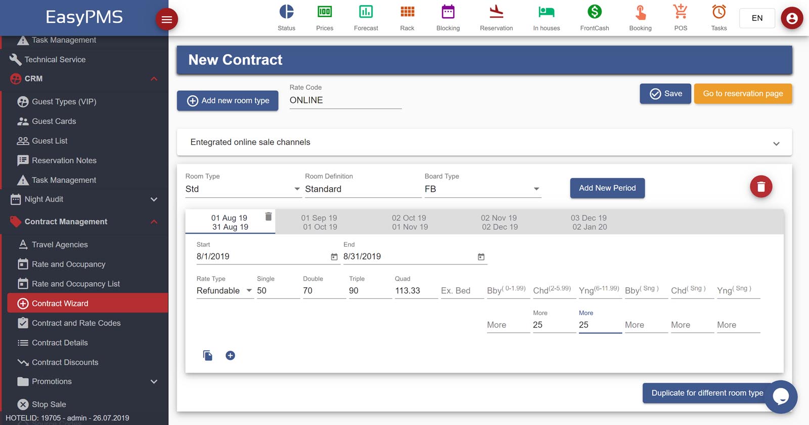 easypms hotel software contract wizard