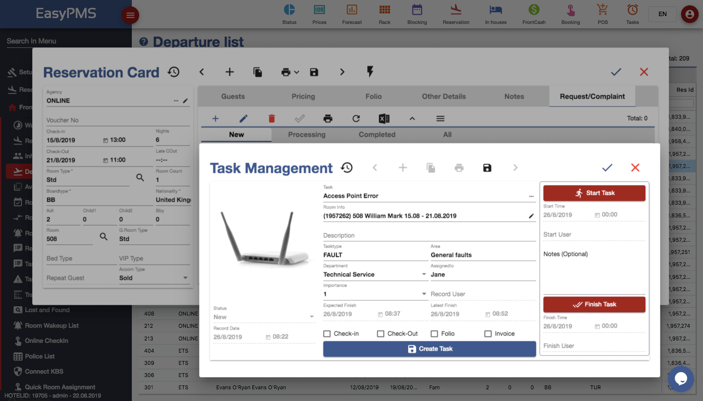 easypms hotel software Task Management