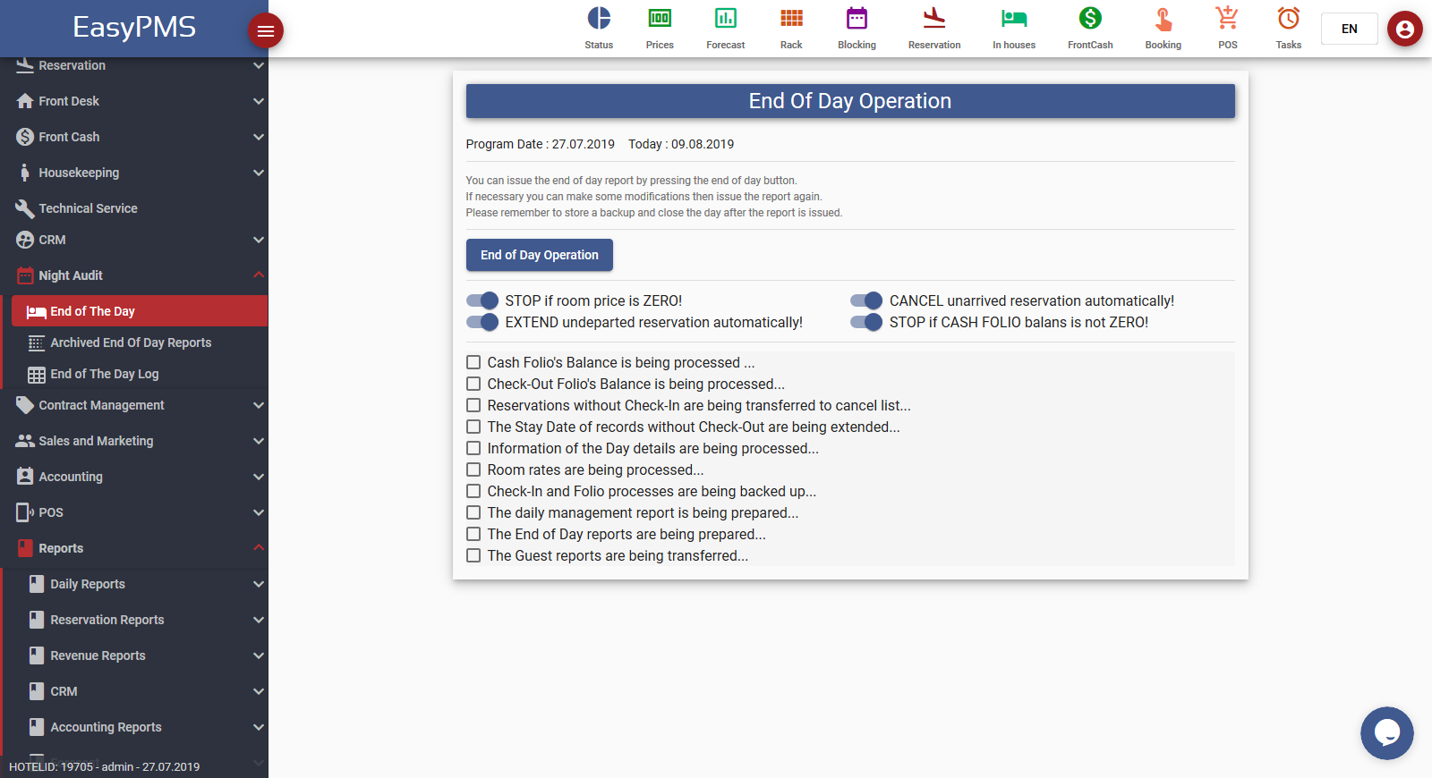 easypms hotel software night audit